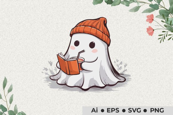 Halloween Ghost Read Book Drink Coffee Review