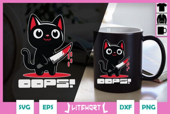 Sarcastic Funny Black Cat SVG Oops Review